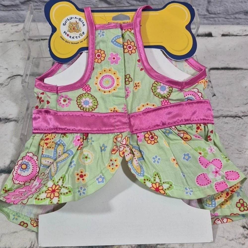 Build A Bear‎ Clothing Rare Bearemys Kennel Pals Green Floral Print Dress New